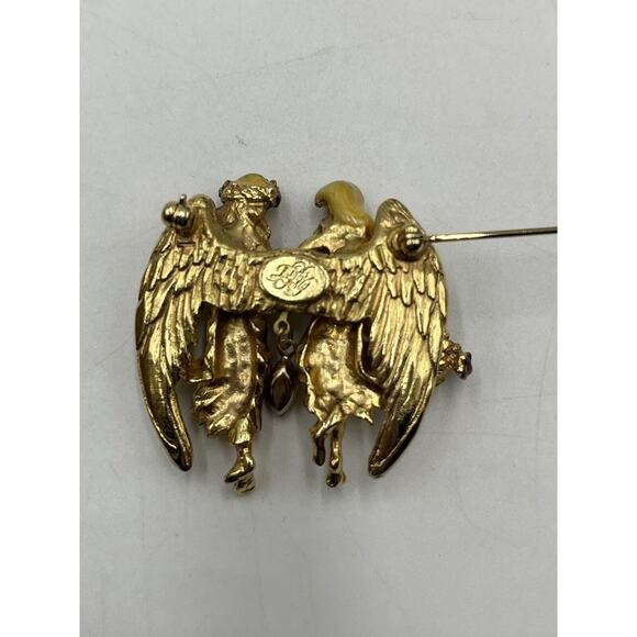 Kirks Folly Two Angel Soul Mate Twin Sister Friends Dancing Gold Tone Pin Brooch - Picture 8 of 9
